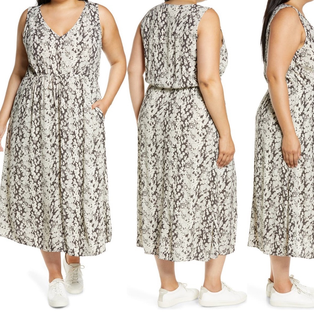 Treasure & Bond Sleeveless Tie Waist Midi Dress